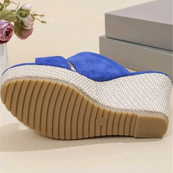 2024 New Spring Summer Women Sandals Fish Mouth Wedge Heel Platform Velvet - Picture 5 of 8